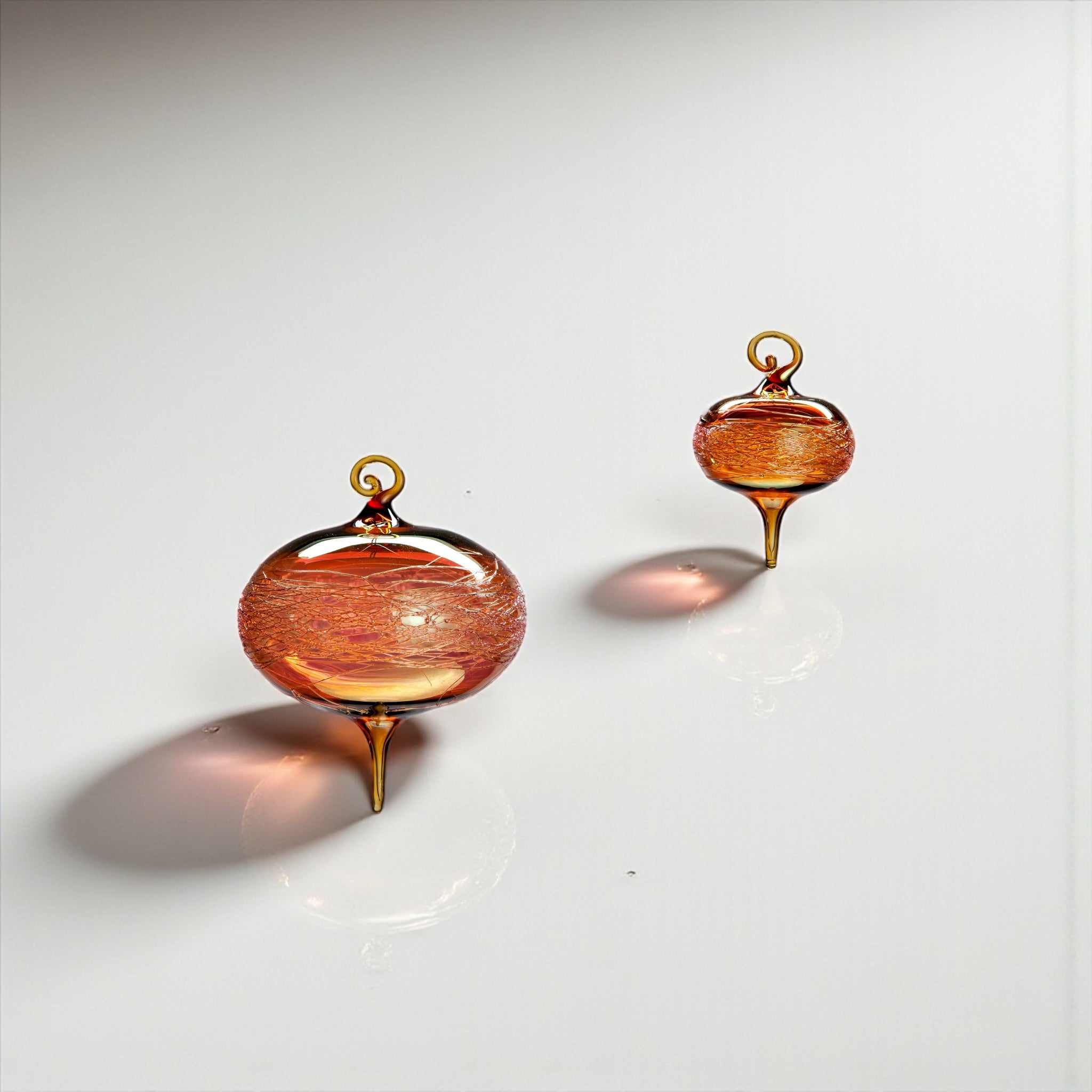 Gold Honey Amber Wrap Twist Ornament – Hand-Blown Glass Ornament