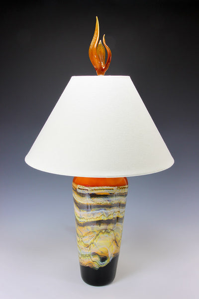 Amber Glass Finial Table Lamp - Handcrafted Sculpture Meets Functional Light