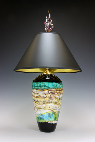 Turquoise Opal Art Glass Table Lamp - Handcrafted Sculpture Meets Functional Light