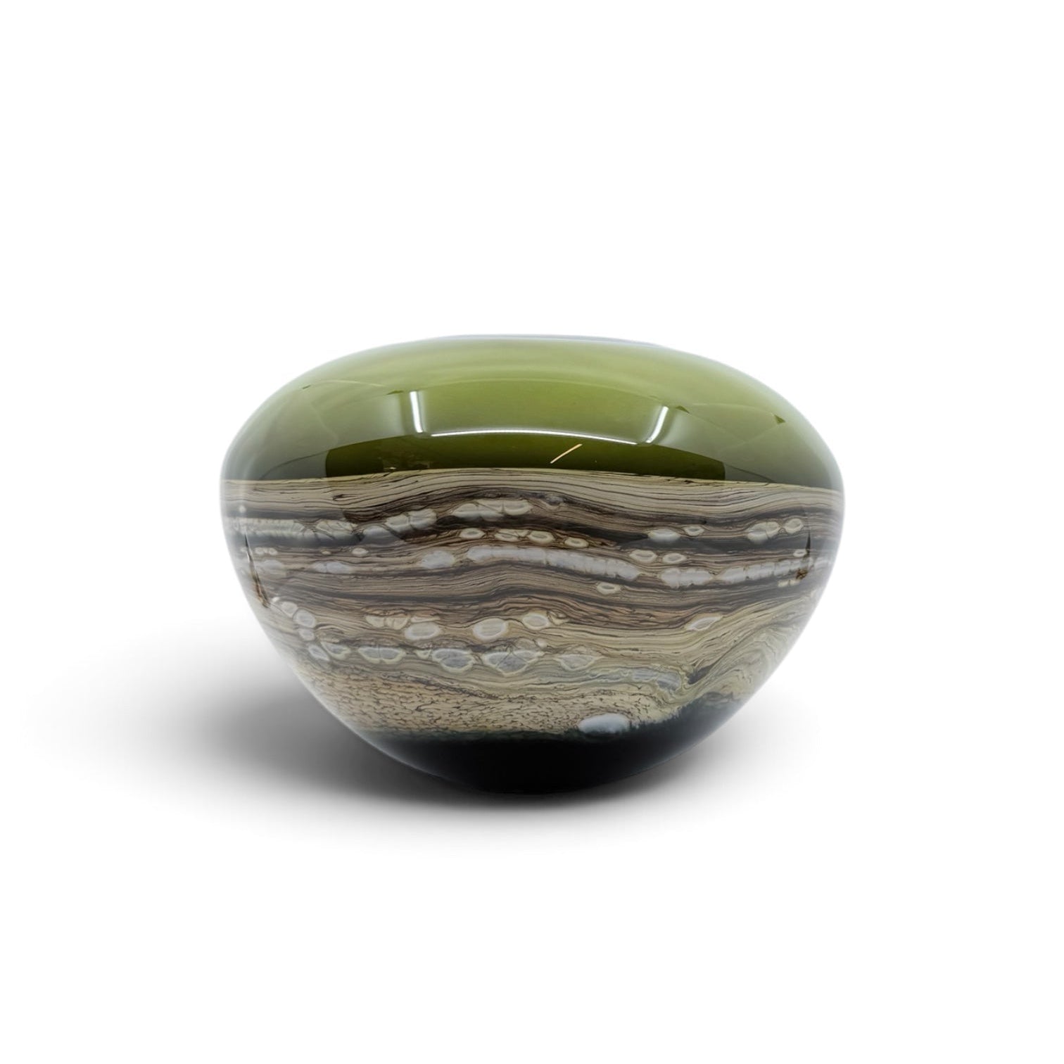 Lime Strata Open Bowl with Metallic Lip