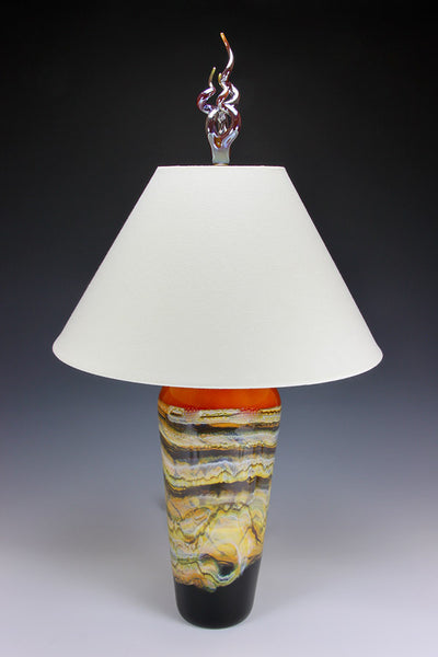 Tangerine Art Glass Table Lamp - Handcrafted Sculpture Meets Functional Light