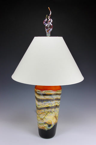 Tangerine Art Glass Table Lamp - Handcrafted Sculpture Meets Functional Light