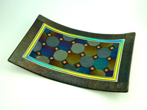 Harlequin with a Border Tray - Orange Dichroic