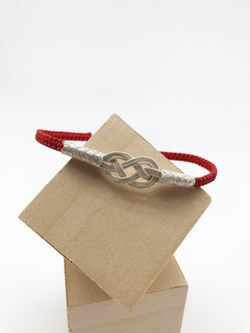 Hand Woven Silver Kazaz Bracelet Red Valentine's day gift