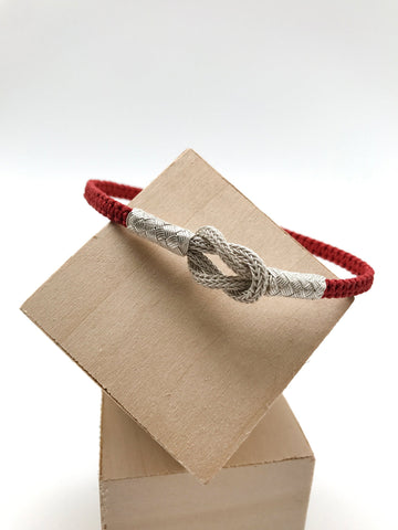 Hand Woven Silver Kazaz Bracelet Red single-Tone Valentine's day gift