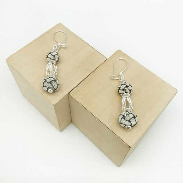 Valentine's Day gift Hand Woven Silver Kazaz Earring Two-tone