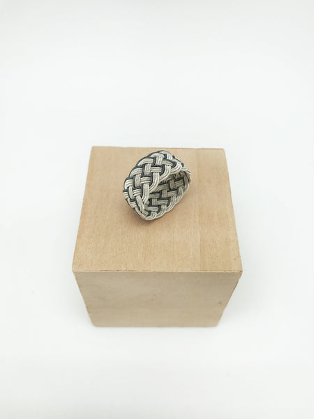 Hand Woven Silver Kazaz Ring Two-Tone Valentine's day gift