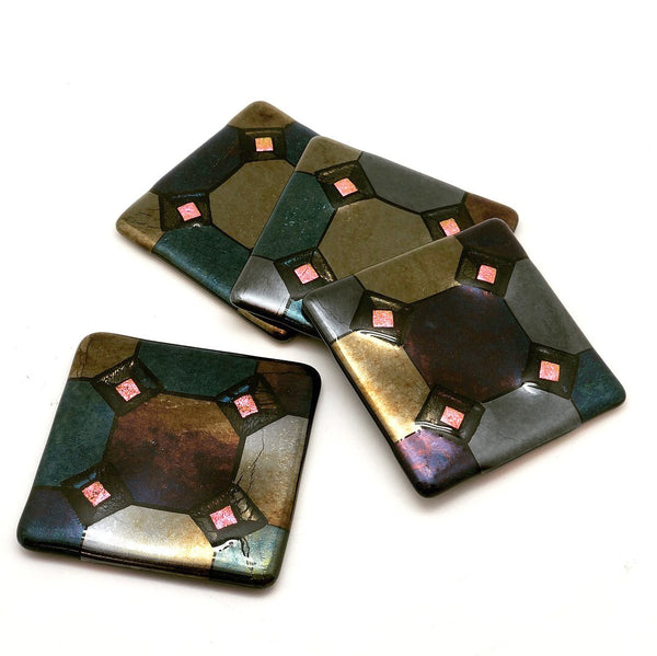 Harlequin Coasters with Pink Diamond