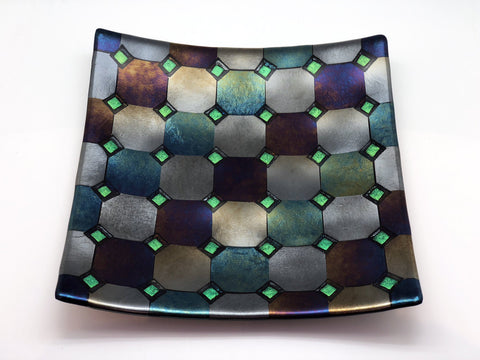 Fused Glass Plate - Harlequin Design