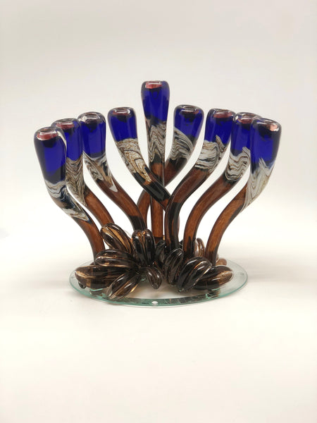 Blue Swirly Menorah