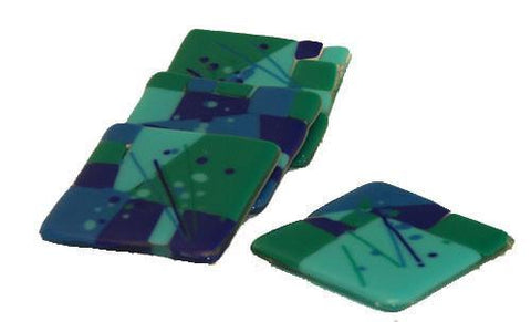 Dark Blue Fused Glass Coasters