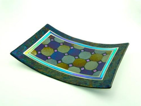 Harlequin with a Border Tray - Violet Dichroic