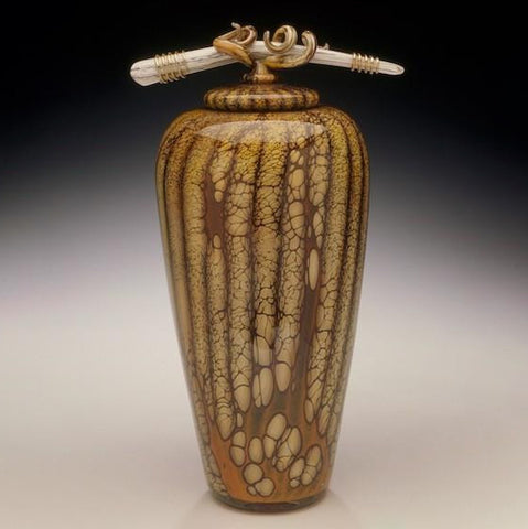 Batik Covered Jar with Bone & Tendril Finial