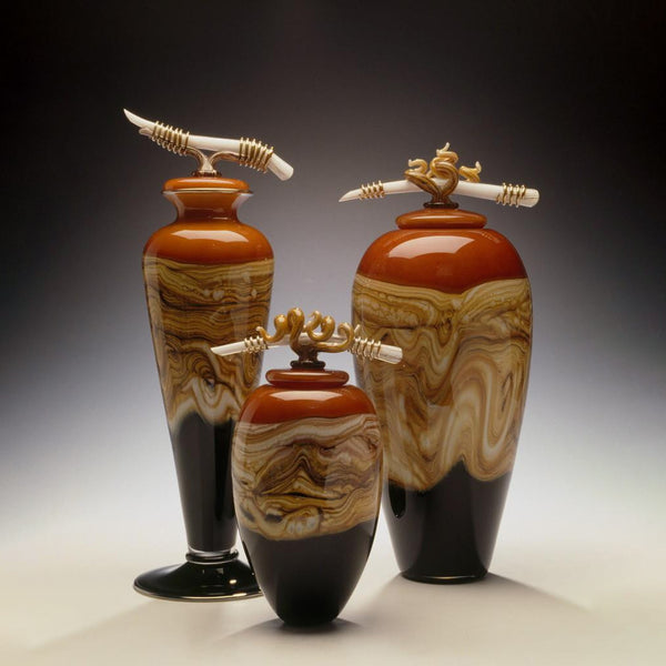 Tangerine Vessels with Bone & Tendril Finials