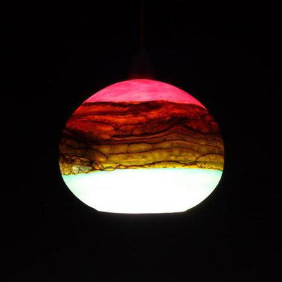 Round Strata Pendant in Amethyst & Sage