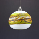 Round Strata Pendant in White Opal with Lime
