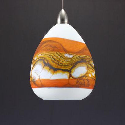 Teardrop Strata Pendant in White Opal with Tangerine