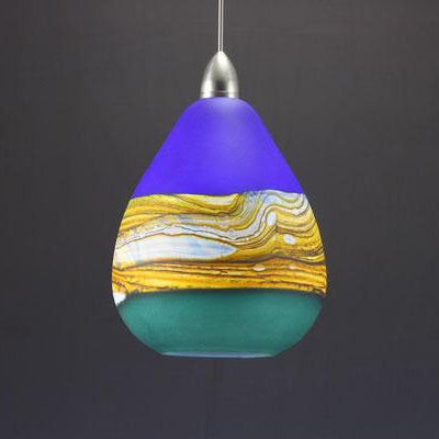 Teardrop Strata Pendant in Cobalt & Sage