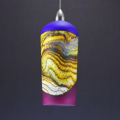 Cylindrical Strata Pendant in Cobalt & Red Amethyst